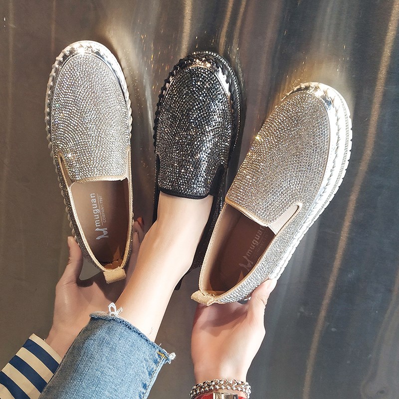 Single shoe girl 2019 Spring new pattern A pedal The thickness of the bottom Lazy man leisure time Rhinestone Korean Edition Versatile student Lok Fu shoesin the Women's Shoes, Low shoes category - from Buy2taobao.com to provide professional Taobao agent buy service