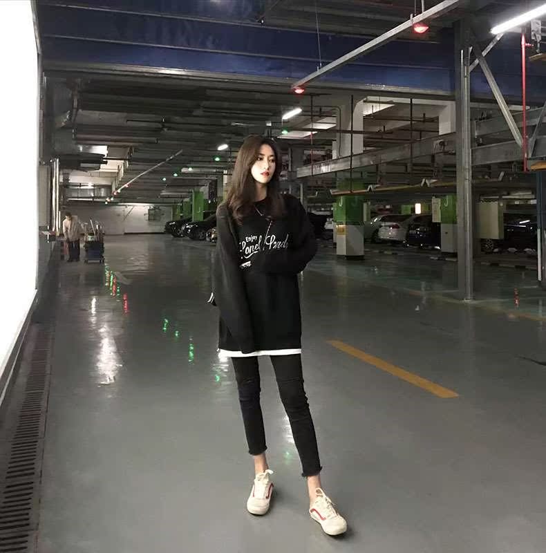2018毛衣卫衣女新款假两件黑色红色宽松套头慵懒针织衫大码上衣潮在类目 女装/女士精品, 毛衣中 - 来自Buy2taobao.com提供专业的淘宝代购服务