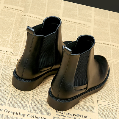 2019新款秋款马丁靴百搭英伦风秋冬季切尔西小短靴子女鞋加绒平底