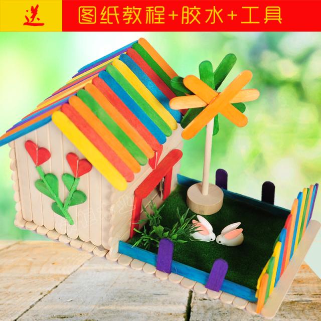 Ice cream sticks kindergarten manual make Model DIY Material package Wooden stick Cottage housein the Toy/Childs/Puzzle/Building block/Model , Handmade/Creative DIY , Other handmade category - from Buy2taobao.com to provide professional Taobao agent buy service