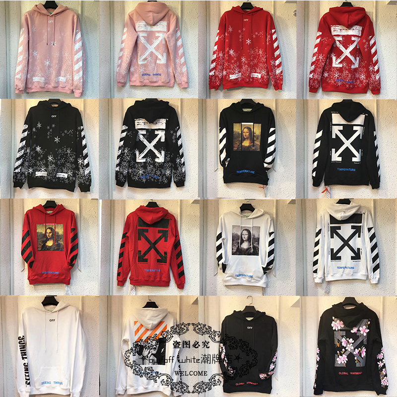 off new pattern owfoff-white Religion stripe Fireworks Mona Lisa men and women Hooded pullover Sweater coatin the Men's clothing, Sweater category - from Buy2taobao.com to provide professional Taobao agent buy service