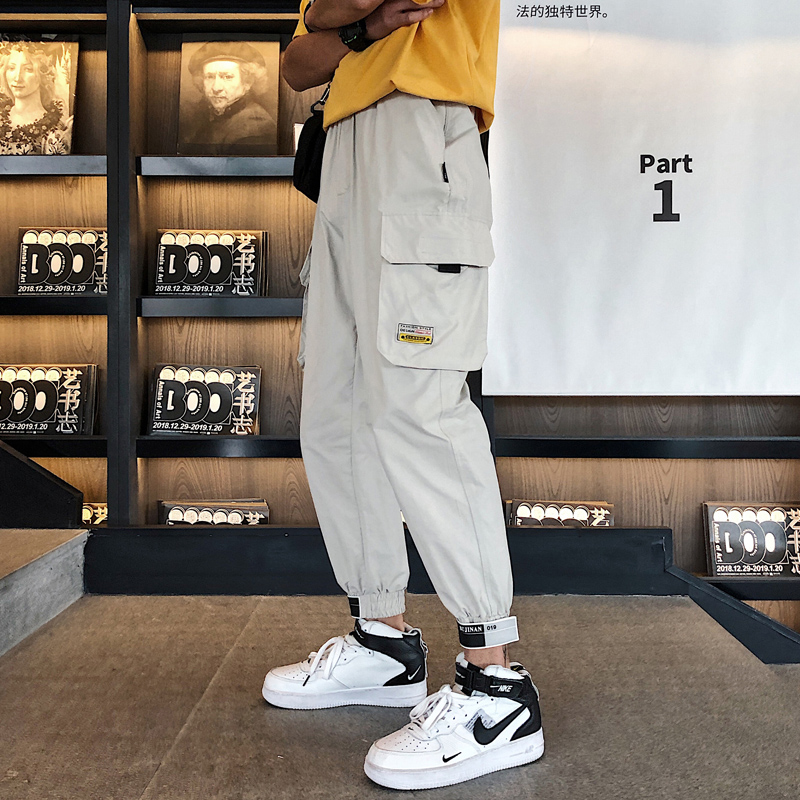 Guochao cargo Overalls Chaopai Self cultivation Straight Function Ankle banded pants chic Hip hop ins Daddy pantsin the Men's clothing, Casual pants category - from Buy2taobao.com to provide professional Taobao agent buy service