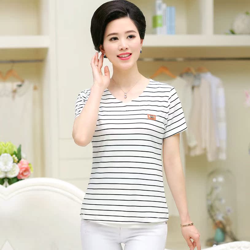 中老年人女装宽松短袖T恤上衣老人40中年50-60岁妈妈装夏装打底衫|ruв категории Женская одежда, в пожилых женщин - от Buy2taobao.com для оказания профессиональной услуги покупки агента Taobao