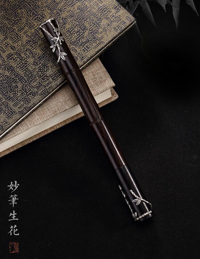 Wonderful flower pen! S925 Sterling Silver bamboo carving Ebony Roller ball pen business affairs Signature pen specialin the Electronic Dictionary/Electronic paper book/Stationery , Pens/Writing Tools , Orb/Ballpoint/Pen category - from Buy2taobao.com to provide professional Taobao agent buy service