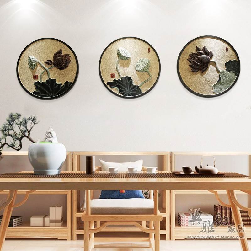 组合背景墙树脂立体浮雕壁挂画荷花装饰画客厅无框画满荷挂件壁饰|ruв категории Домашний быт, роспись - от Buy2taobao.com для оказания профессиональной услуги покупки агента Taobao