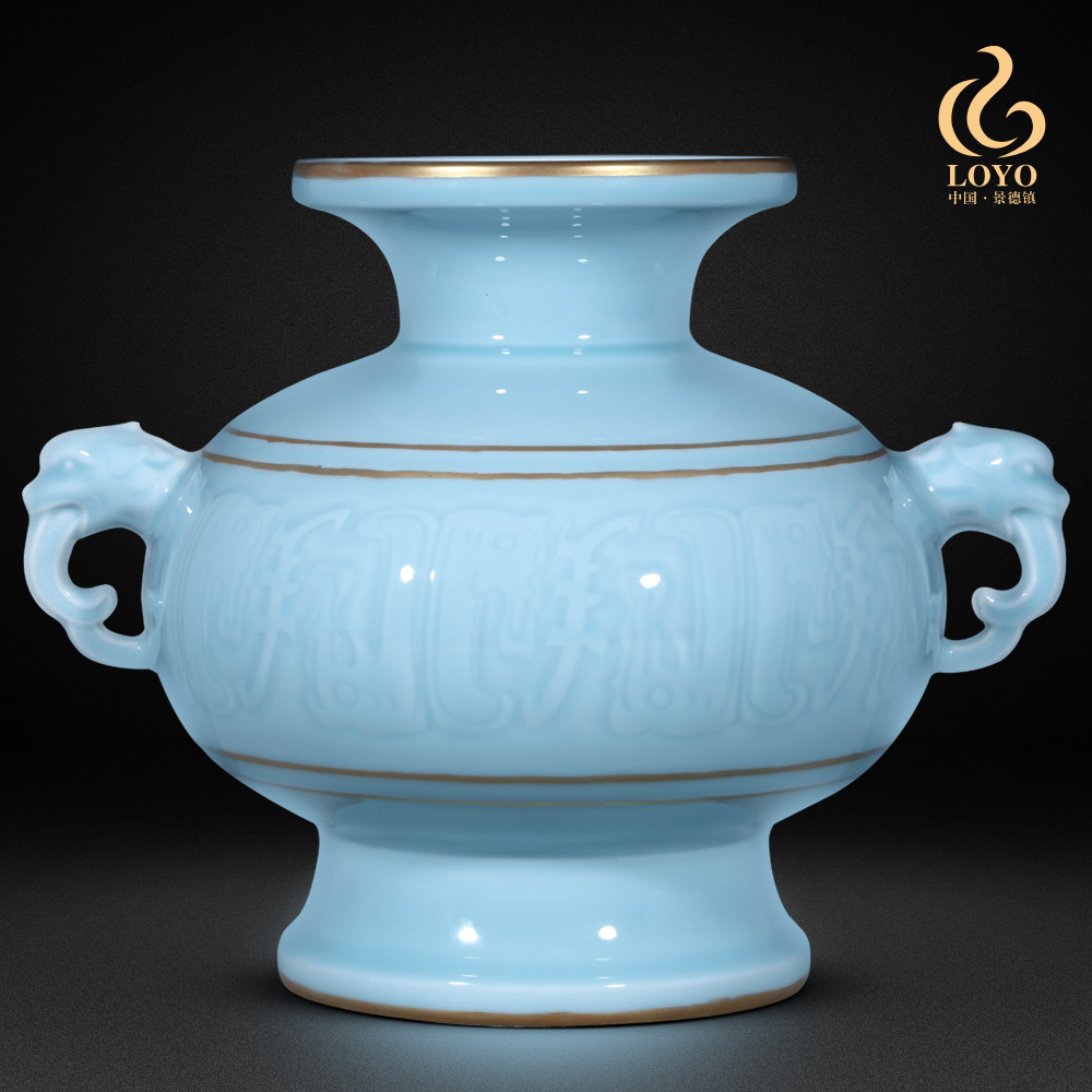 Jingdezhen Ceramic vase Decoration Qing Emperor Qianlong Celadon powder Outline in gold Binaural Pomegranate bottle Home Furnishing ornamentin the Home accessories , Vase/Flower/Artificial flowers/Imitation jewelry , Flower/Vase , Vase category - from Buy2taobao.com to provide professional Taobao agent buy service
