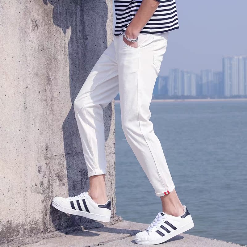 2019 summer Thin section white trousers Korean Edition Self cultivation Feet Ninth pants Versatile Leisure 9 Western-style trousersin the Men's clothing, Casual pants category - from Buy2taobao.com to provide professional Taobao agent buy service