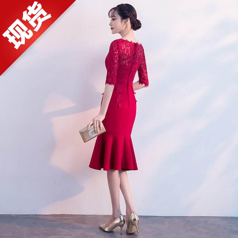 新娘敬酒服2019新款春季红色蕾丝短$款鱼尾结婚回门订婚小礼服裙在类目 女装/女士精品, 婚纱/旗袍/礼服, 礼服/晚装中 - 来自Buy2taobao.com提供专业的淘宝代购服务