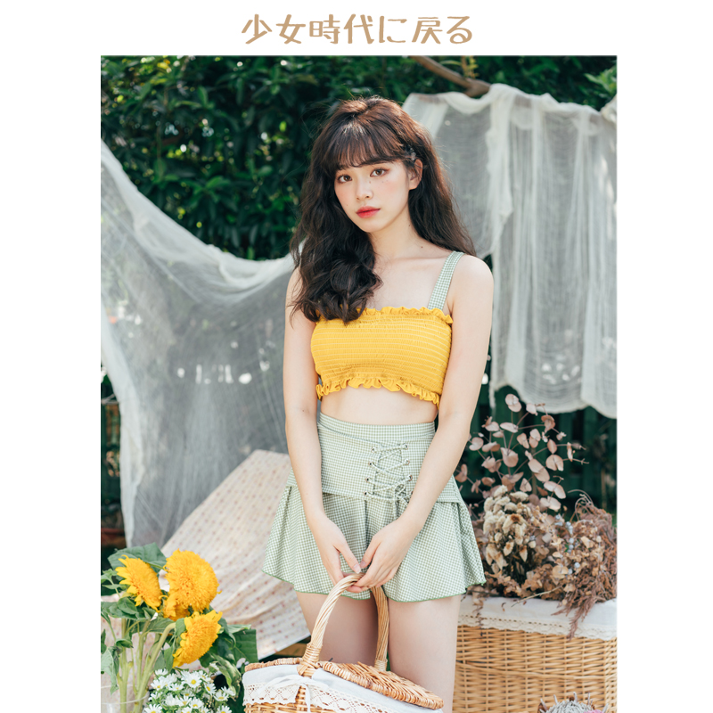 泳衣女韩国小清新ins风裙式分体三件套小胸聚拢高腰遮肚显瘦保守在类目 运动/瑜伽/健身/球迷用品, 游泳, 分体泳衣中 - 来自Buy2taobao.com提供专业的淘宝代购服务