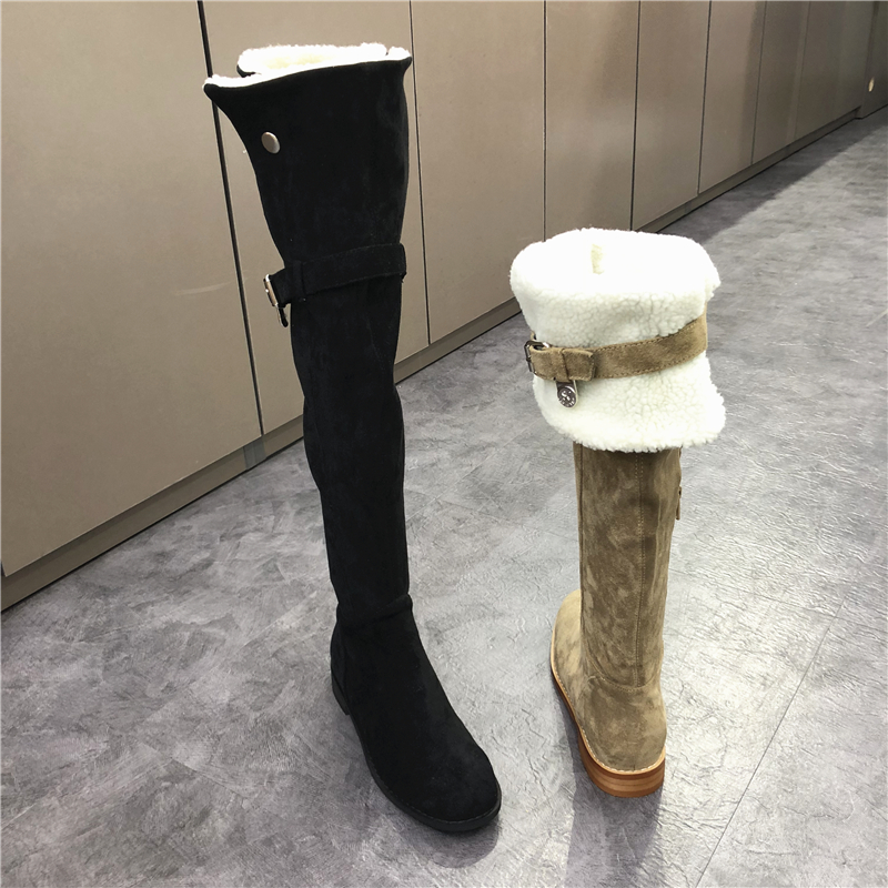 韩国女鞋冬季圆头绒面皮带扣羊羔毛内里侧拉链套筒两穿过膝长筒靴|ruв категории Женская обувь, сапоги - от Buy2taobao.com для оказания профессиональной услуги покупки агента Taobao
