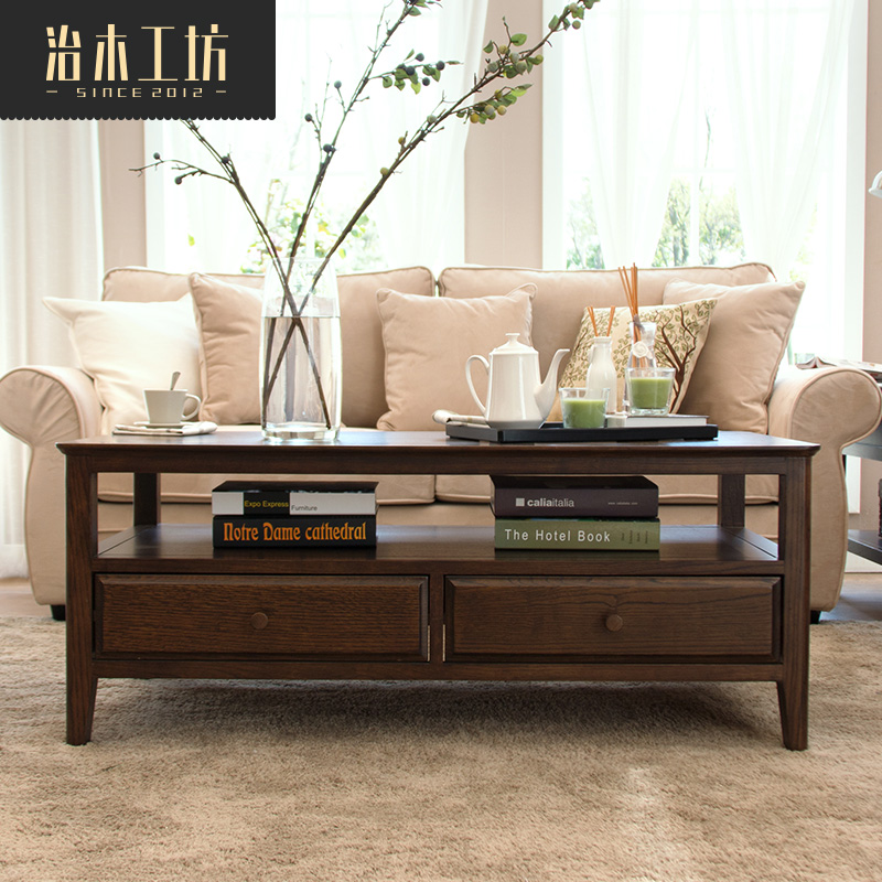 American style Solid wood coffee table Walnut Deep color a living room household 1.2 Coffee Tables Red Oak Wood furniturein the Business/Office Furniture , Office Furniture , Desk , Conference table category - from Buy2taobao.com to provide professional Taobao agent buy service