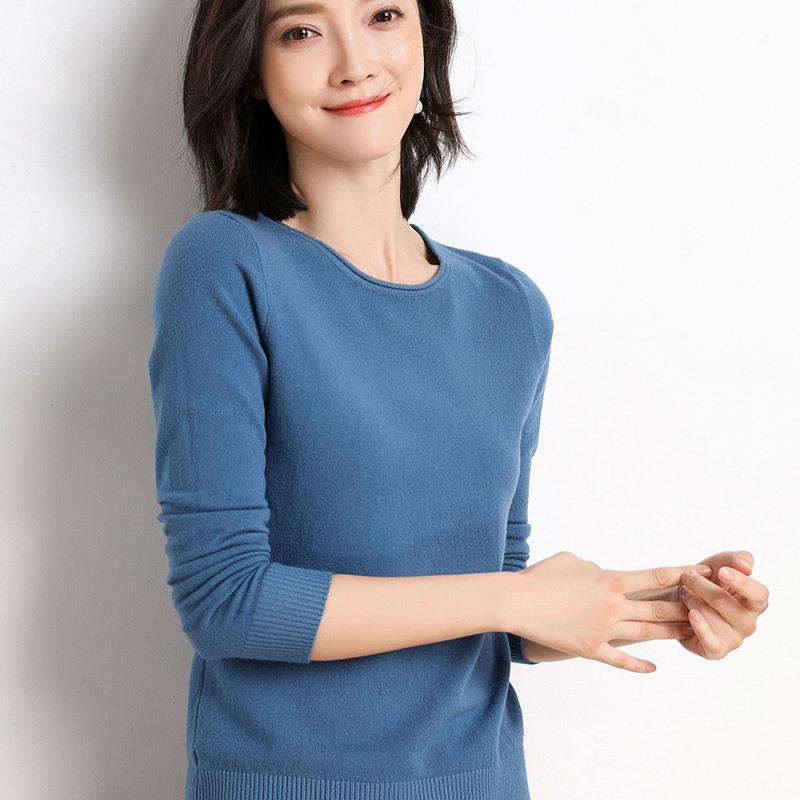 2019春新款圆领毛衣女套头修身短款羊毛衫纯色长袖百搭针织打底衫在类目 女装/女士精品, 毛衣中 - 来自Buy2taobao.com提供专业的淘宝代购服务