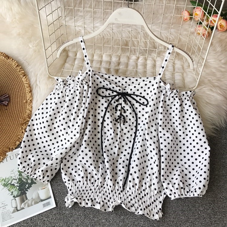 2019 Spring and summer camisole Word collar strapless Drawstring Frenum puff sleeve Elastic force Waist printing jacket have cash less than that is registered in the accountsin the Women's clothing/Boutique , Lace shirt/Chiffon shirt category - from Buy2taobao.com to provide professional Taobao agent buy service