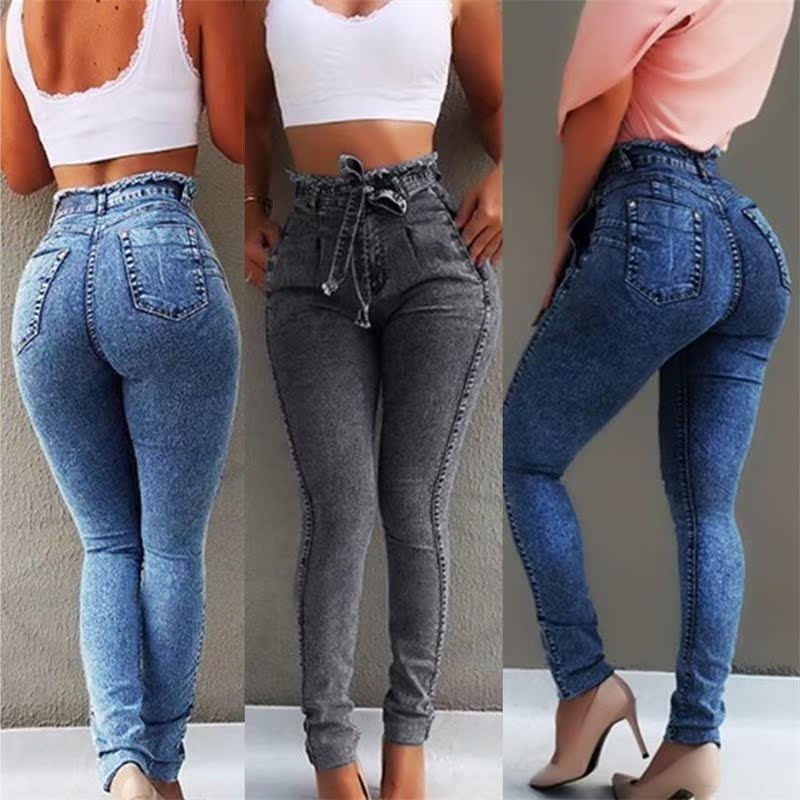 women high waist tassel jeans ladies tight elastic trousers在类目 女装/女士精品, 牛仔裤中 - 来自Buy2taobao.com提供专业的淘宝代购服务