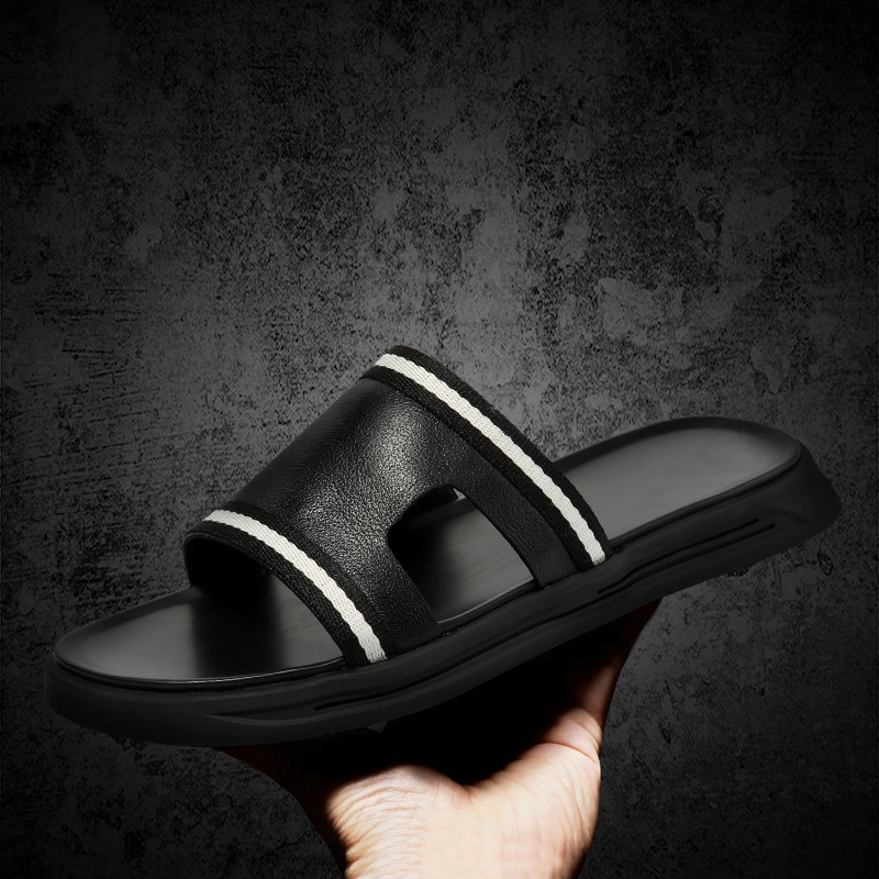 2019 summer new pattern go out Sandy beach Word tow Men's Shoes indoor genuine leather Sandals non-slip wear-resisting Korean Editionin the Men's Shoes, Slippers category - from Buy2taobao.com to provide professional Taobao agent buy service