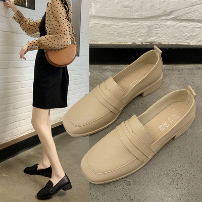 小皮鞋女英伦风女鞋2020新款韩版百搭方头单鞋一脚蹬休闲鞋乐福鞋