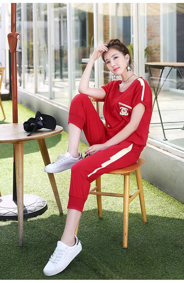 运动套装女七分裤大码胖2019新款微胖显瘦休闲服两件套在类目 女装/女士精品, 套装/学生校服/工作制服, 休闲运动套装中 - 来自Buy2taobao.com提供专业的淘宝代购服务