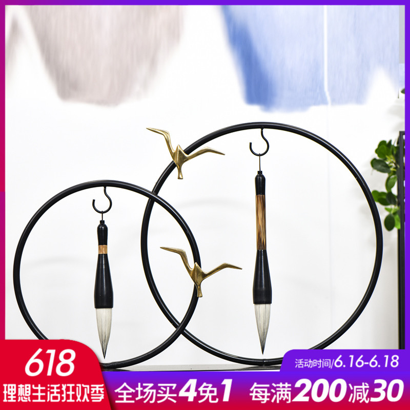 新中式毛笔架笔挂摆件简约现代中式客厅书房创意家居装饰轻奢饰品在类目 饰品/流行首饰/时尚饰品新, 摆件中 - 来自Buy2taobao.com提供专业的淘宝代购服务