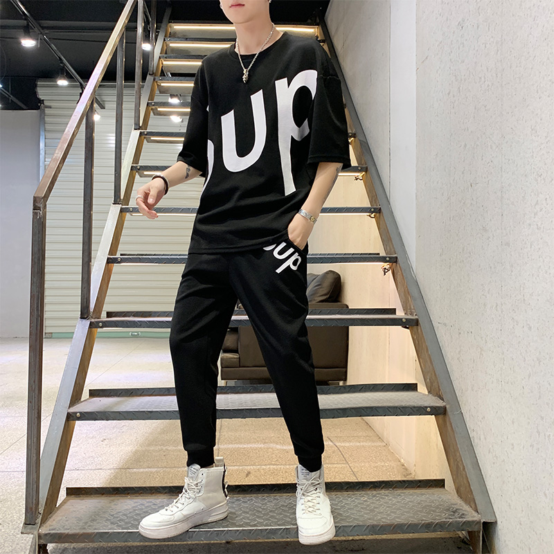 夏季短袖套装男士2019潮牌潮流男装休闲运动夏装短裤两件套t恤男|ruв категории Мужская одежда, футболка - от Buy2taobao.com для оказания профессиональной услуги покупки агента Taobao
