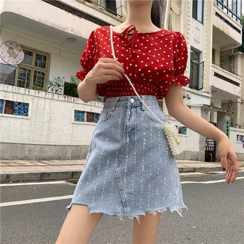 牛仔半身裙女夏2019新款毛边ins中长款伞裙韩版高腰修身显瘦a字裙|ruв категории Женская одежда, юбка - от Buy2taobao.com для оказания профессиональной услуги покупки агента Taobao