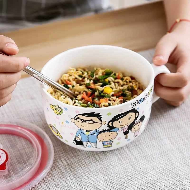 。带把的碗 有手柄瓷碗 带盖 家用可放微波炉带盖亲子款汤面碗成|ruв категории посуда, посуда, чаша - от Buy2taobao.com для оказания профессиональной услуги покупки агента Taobao