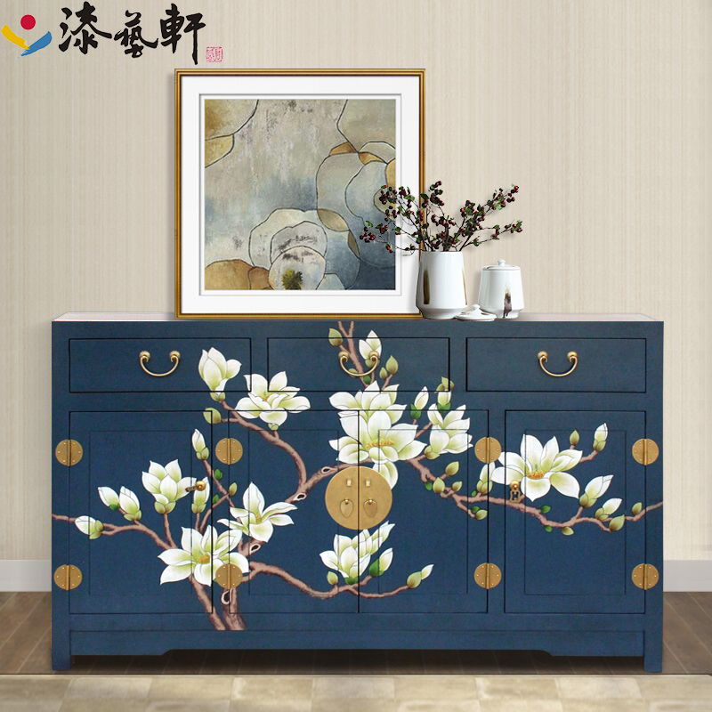 新中式家具实木樟木手工彩绘鞋柜仿古餐边柜玄关门厅储物装饰组合|msdalam kategori perabot kediaman, kabinet, kotak kasut - dari Buy2taobao.com untuk memberikan perkhidmatan ejen Taobao profesional membeli