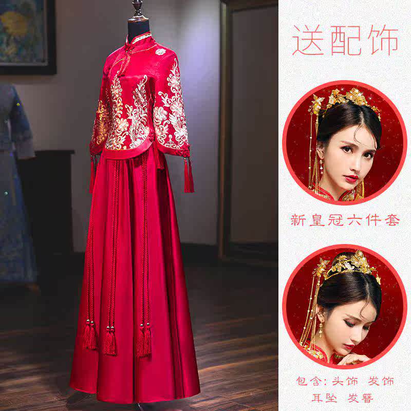 中式好看中国风秀禾服新娘2019新款2019年修身大红色显瘦 百褶裙在类目 女装/女士精品, 婚纱/旗袍/礼服, 旗袍中 - 来自Buy2taobao.com提供专业的淘宝代购服务