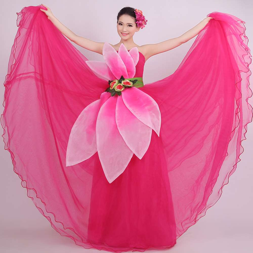 Opening dance Big swing skirt Petal dance clothing stage Dancers Group dance Dance square dance show clothingin the Women's clothing/Boutique , Costume/National costume/Stage costumes , National costume/Costumes category - from Buy2taobao.com to provide professional Taobao agent buy service