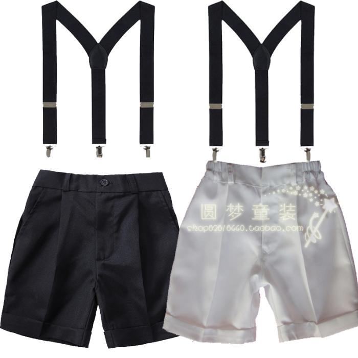 Boy show Strap shorts children Black trousers CUHK Suit pants student perform White shirtin the Children/Baby/Family fitted , Pants category - from Buy2taobao.com to provide professional Taobao agent buy service