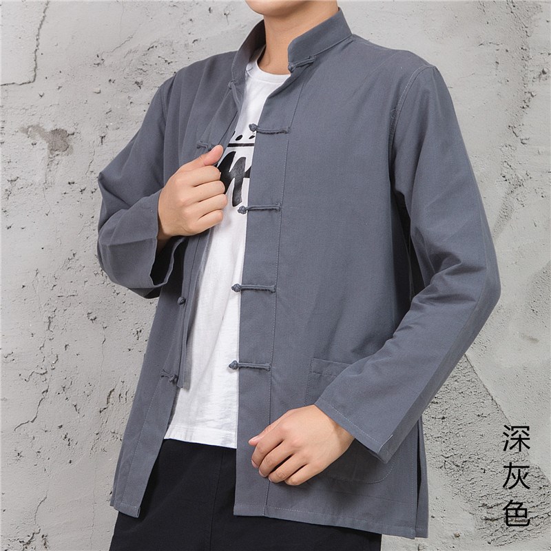 中国风唐装男青年上衣春秋纯棉男装中式外套居士服中老年长袖汉服|ruв категории Мужская одежда, национальная одежда - от Buy2taobao.com для оказания профессиональной услуги покупки агента Taobao