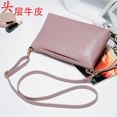 苏妮头层牛皮单肩斜挎简约百搭真皮女包斜跨软皮小方包韩版小包潮