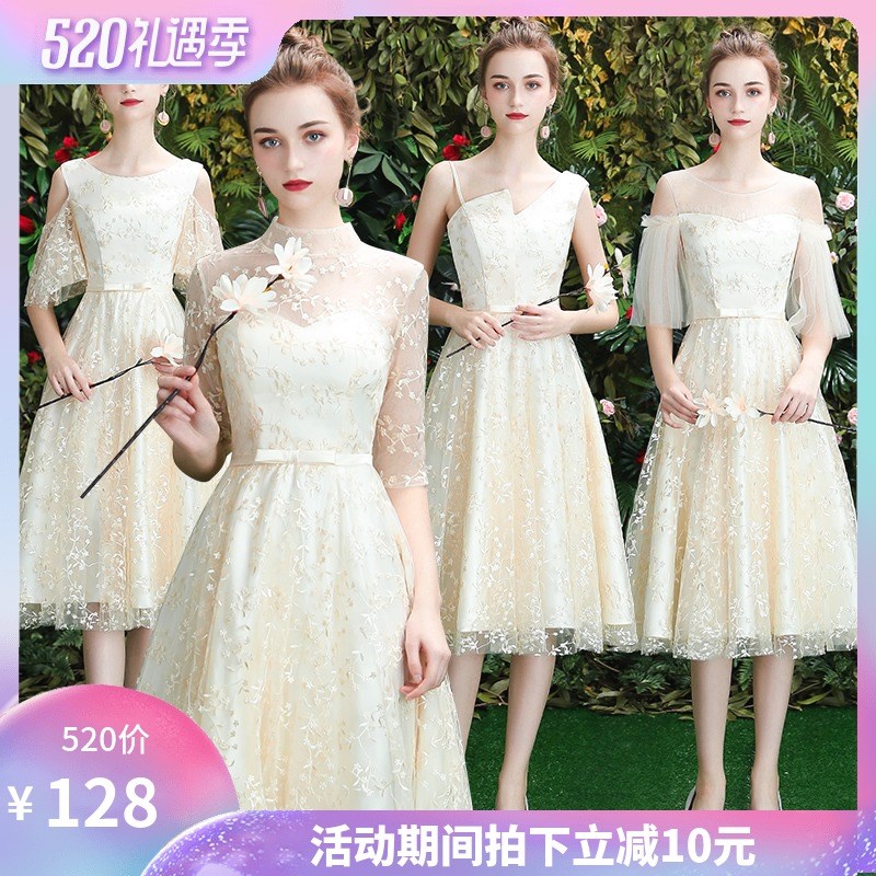 伴娘服仙气质2019新款春姐妹裙伴娘团特别显瘦伴娘礼服女短款学生|ruв категории Женская одежда, Cвадебные платья, платье/вечернее платье - от Buy2taobao.com для оказания профессиональной услуги покупки агента Taobao