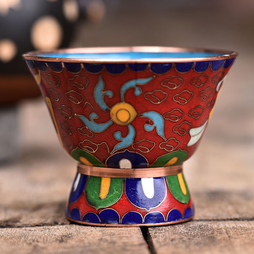 Tibetan Buddhism Supplies Jingtai Blue copper auspicious water supply St. cups diameter 6.8cm Red sectionin the Home accessories , Decorative items , Decorative bowls category - from Buy2taobao.com to provide professional Taobao agent buy service