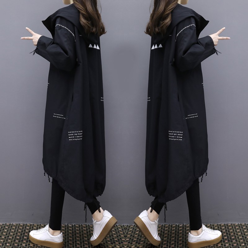 European goods 2019 spring and autumn new pattern Korean Edition Easy Show thin Windbreaker Mid length version Overknee Large Hooded coatin the Women's clothing/Boutique , Windbreaker category - from Buy2taobao.com to provide professional Taobao agent buy service