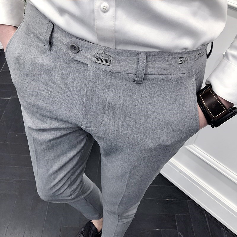 香港潮牌刺绣男士韩版商务休闲西裤发型师修身小脚长裤春夏九分裤|ruв категории Мужская одежда, брюки - от Buy2taobao.com для оказания профессиональной услуги покупки агента Taobao