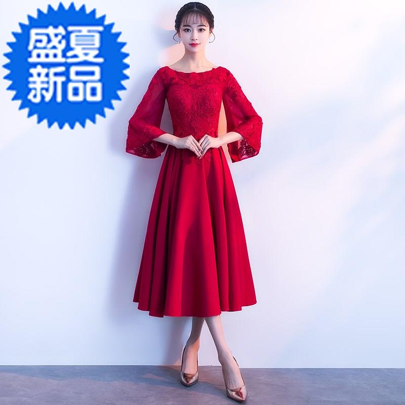 敬酒服新娘2018结婚新款时尚夏季红色回门婚宴晚礼服连衣裙中长。在类目 女装/女士精品, 婚纱/旗袍/礼服, 礼服/晚装中 - 来自Buy2taobao.com提供专业的淘宝代购服务