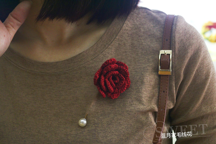 手工毛线编织花朵 DIY勾花饰品配件 钩玫瑰花胸花 衣服包包毛线花|ruв категории персональные настройки/разработка услуг/DIY, платье сумки настройки, аксессуары настройки, Другие аксессуары настройки - от Buy2taobao.com для оказания профессиональной услуги покупки агента Taobao