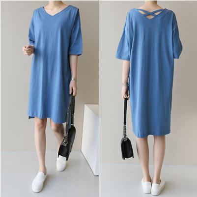 maternity dress the republic of korea Agency purchase Solid cotton material Simplicity V-neck Korean Edition Short sleeved lactation Dress go out Lactationin the Maternity/Maternal supplies/Nutrition , Maternity , Dress category - from Buy2taobao.com to provide professional Taobao agent buy service
