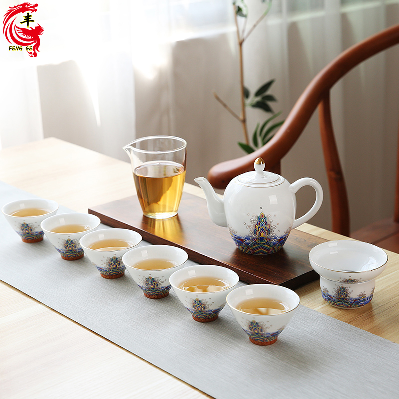 珐琅彩功夫茶具套装陶瓷家用办公现代简约中式茶杯景德镇盖碗茶壶在类目 餐饮具, 茶具, 功夫茶具中 - 来自Buy2taobao.com提供专业的淘宝代购服务