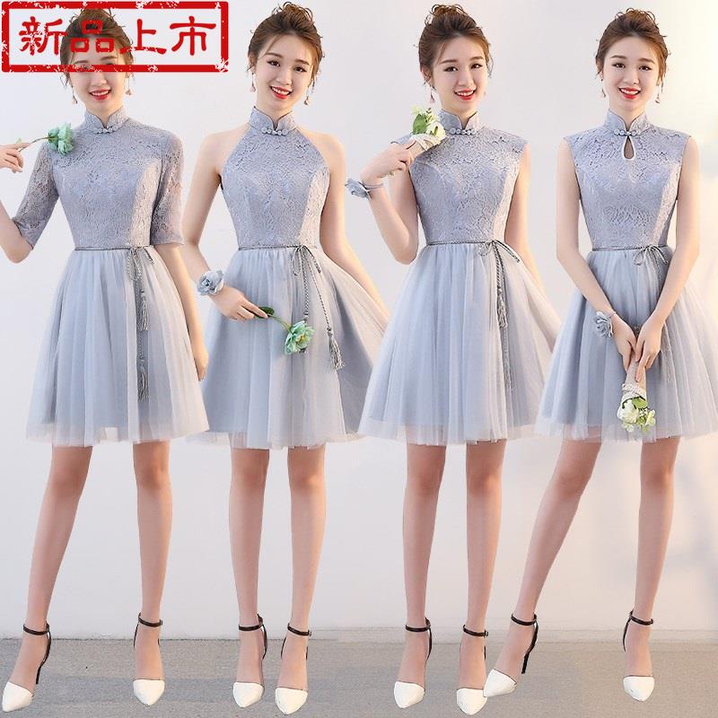Bridesmaid Dress Chinese style 2018 new pattern Autumn Retro Sisters Show thin Bridesmaid Dresses grey Sister skirtin the Women's clothing/Boutique , Wedding/Cheongsam/Formal dress , Formal dress/Evening category - from Buy2taobao.com to provide professional Taobao agent buy service