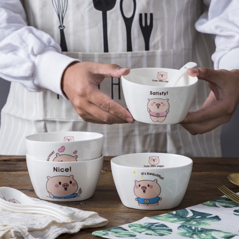 Rice bowl household student lovely Jingdezhen Ceramic Having dinner square Soup bowl Rice bowl tableware family Dishes suitin the Tableware , Tableware , Porcelain tableware suit category - from Buy2taobao.com to provide professional Taobao agent buy service
