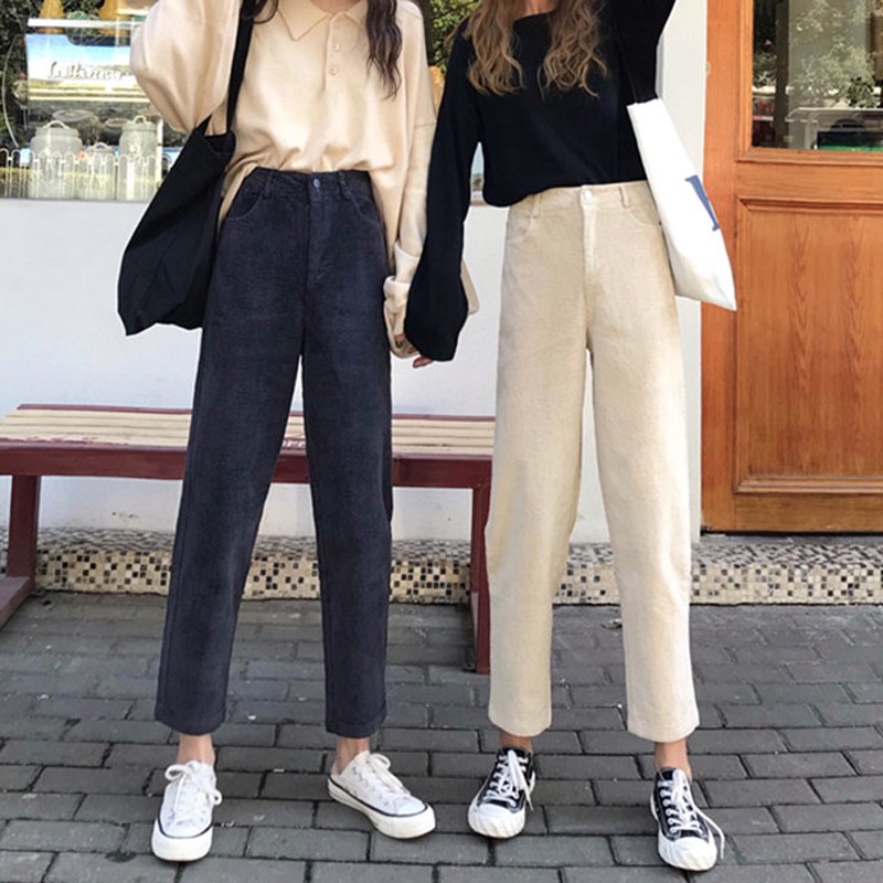 七号楼的少女米白色直筒女九分灯蕊绒子哈伦米色泫雅同款|msdalam kategori Butik wanita / wanita, seluar, seluar santai - dari Buy2taobao.com untuk memberikan perkhidmatan ejen Taobao profesional membeli