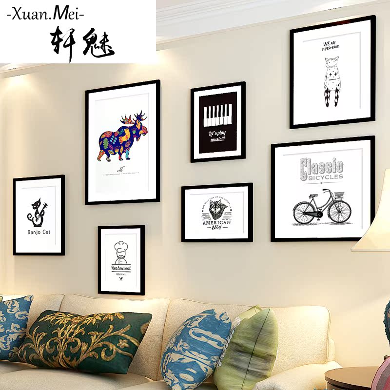 轩魅实木照片墙 北欧沙发背景墙艺术画相框相片墙创意企业文化墙|ruв категории Домашний быт, фото/фото стена, фото стена - от Buy2taobao.com для оказания профессиональной услуги покупки агента Taobao