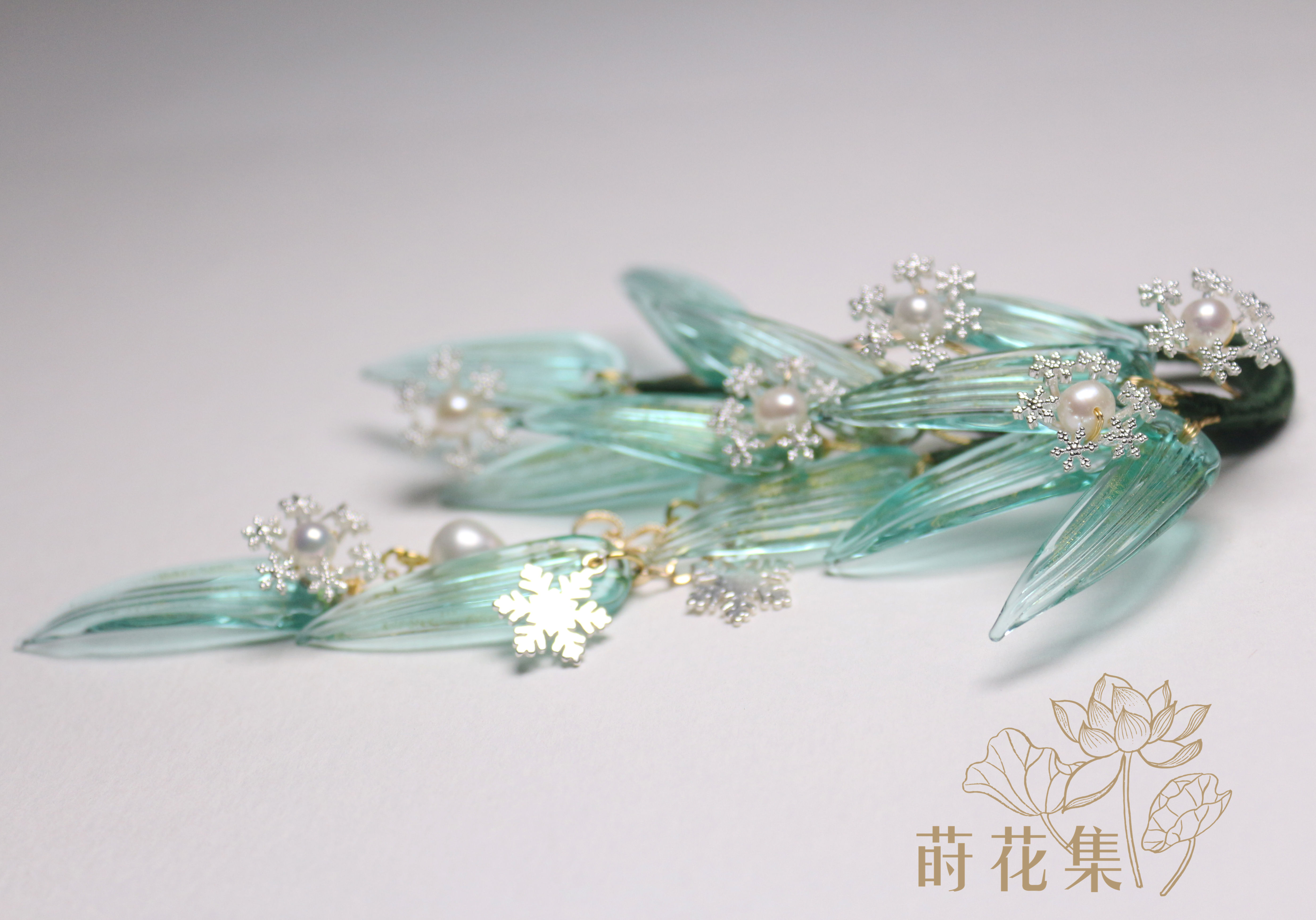 【莳花集】岁寒三友之雪竹-琉璃竹叶铜镀保色银雪花发钗|ruв категории Украшения,ювелирные изделия, шпилька - от Buy2taobao.com для оказания профессиональной услуги покупки агента Taobao