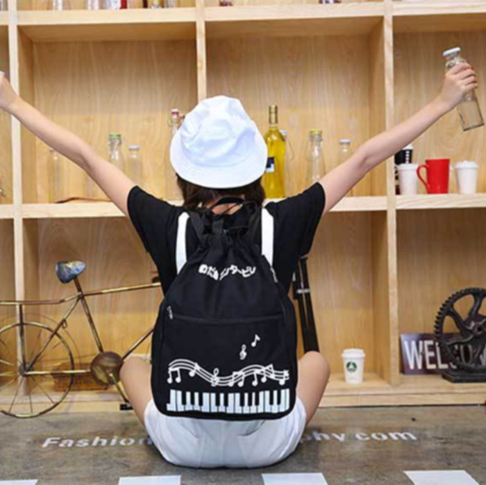 Versatile Simplicity Backpack canvas Wave packet schoolbag Note Piano pattern personality knapsack Printing LOGOin the Electronic Dictionary/Electronic paper book/Stationery , Everyday school supplies , Schoolbag category - from Buy2taobao.com to provide professional Taobao agent buy service