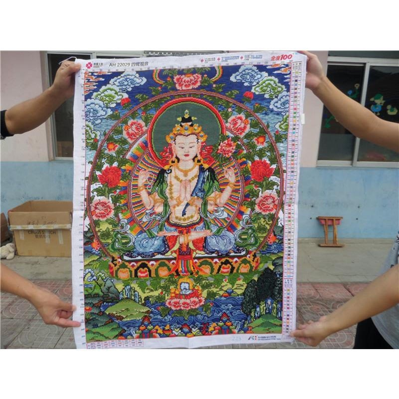 纯手工十字绣成品 四臂观音 唐卡佛像新款客厅佛教人物大画绣好的|ruв категории домашний ткань, вышивка крестом и инструментов, принадлежностей, вышивка крестом suite - от Buy2taobao.com для оказания профессиональной услуги покупки агента Taobao