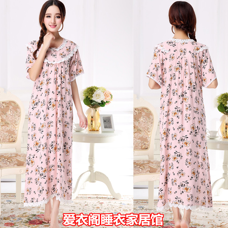 Large yard fat MM Artificial cotton ultrathin Nightdress longuette Short sleeved pure cotton TSUMUGI Pajamas pregnant womanin the Lingerie/Men's underwear/Tracksuit , Lingerie category - from Buy2taobao.com to provide professional Taobao agent buy service