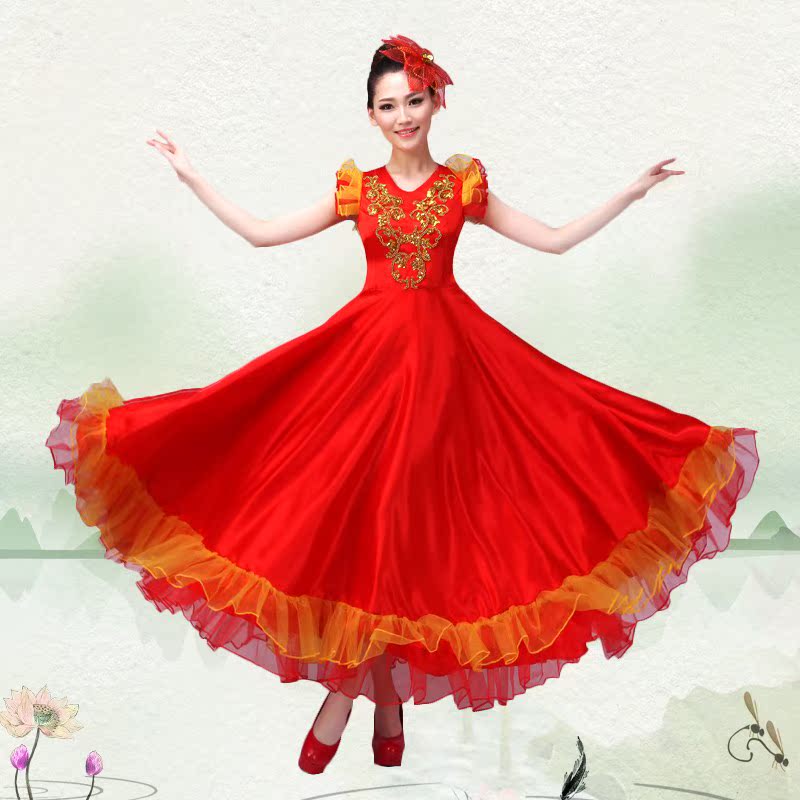new pattern Big swing skirt large Middle and old age Opening clothing Dancers Chorus dance show Openingin the Women's clothing/Boutique , Costume/National costume/Stage costumes , National costume/Costumes category - from Buy2taobao.com to provide professional Taobao agent buy service