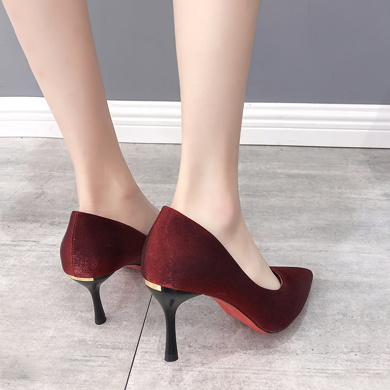 sexy Silk surface Tip Stiletto High-heeled shoes Shallow mouth Single shoes spring and autumn 2019 new pattern Wedding shoes Work shoesin the Festive supplies/Gift , Bridal Accessories category - from Buy2taobao.com to provide professional Taobao agent buy service