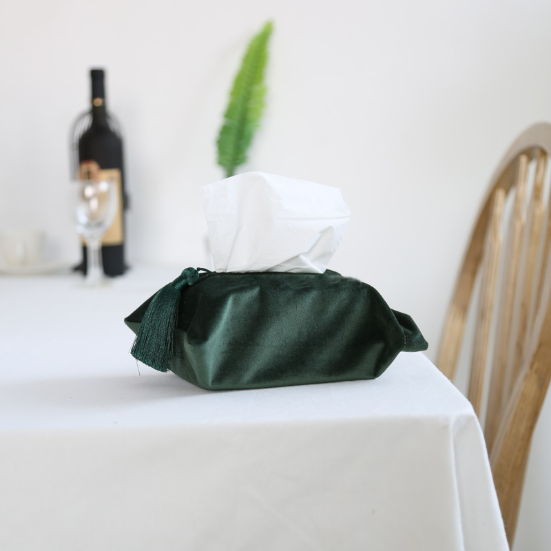 bedroom TOILET Tissue Tissue box Northern Europe Home Fabric art Blackish green velvet tassels Hall tissue coverin the Storage consolidation , Home Storage appliances , Pouch , Towel sets category - from Buy2taobao.com to provide professional Taobao agent buy service